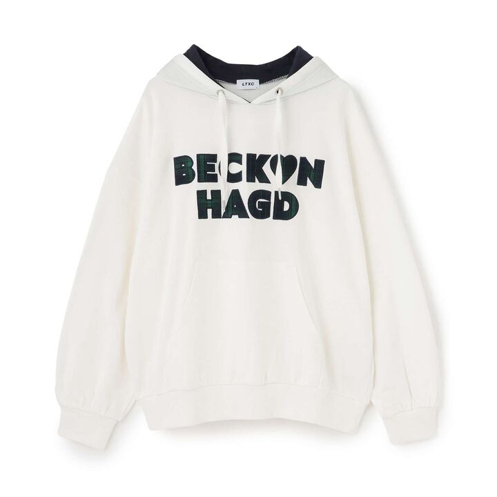 [100% Cotton] Patterned Logo Appliqu&eacute; Hoodie,Off white, medium image number 10