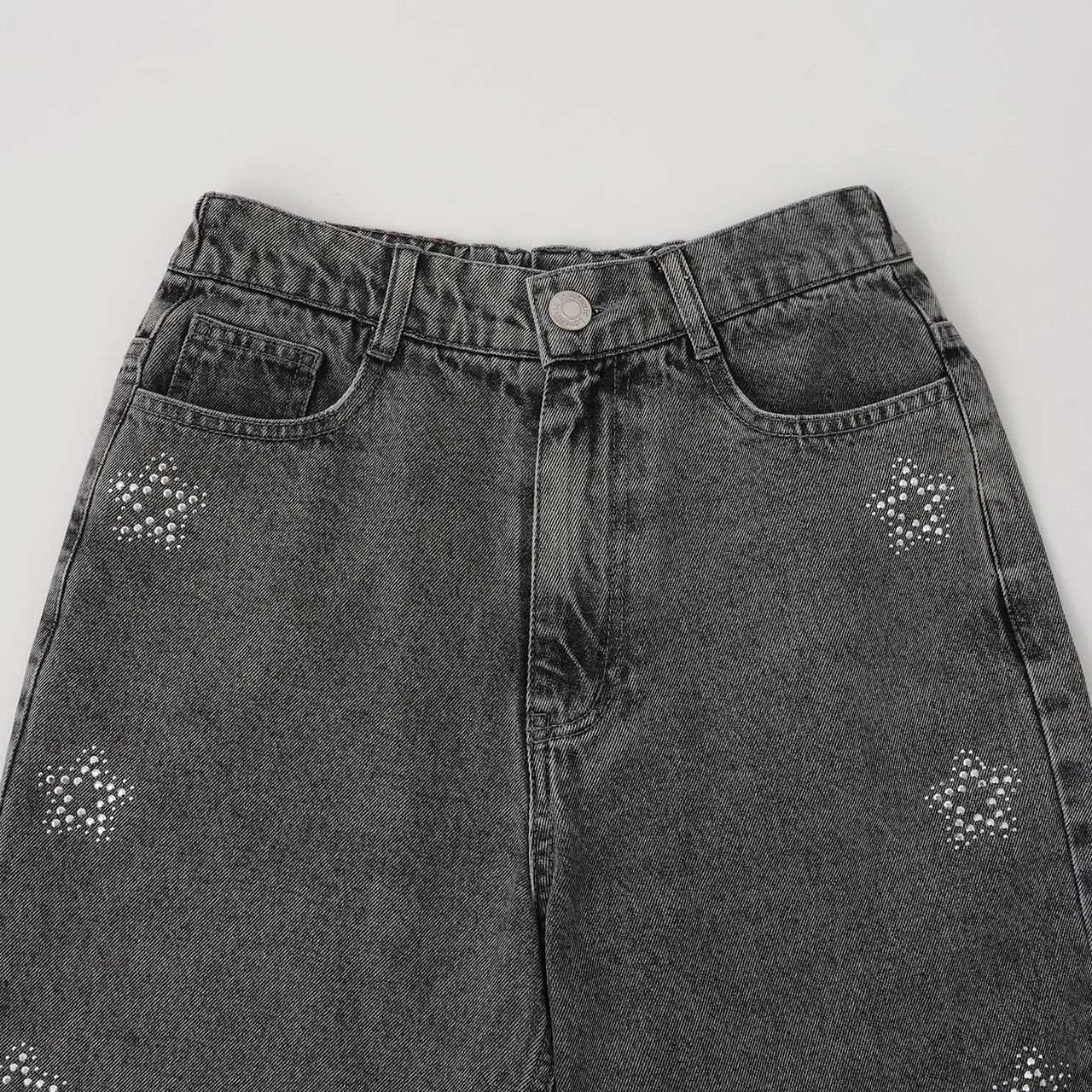 Sparkling Motif Wide Denim Pants,Navy, large image number 5