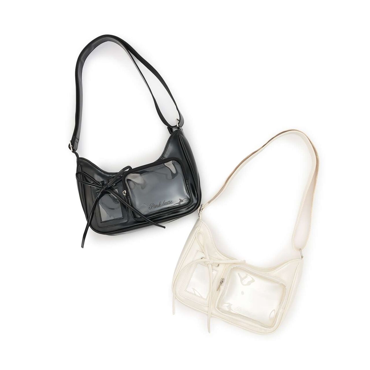 Clear Pocket Shoulder Bag,Black, large image number 10