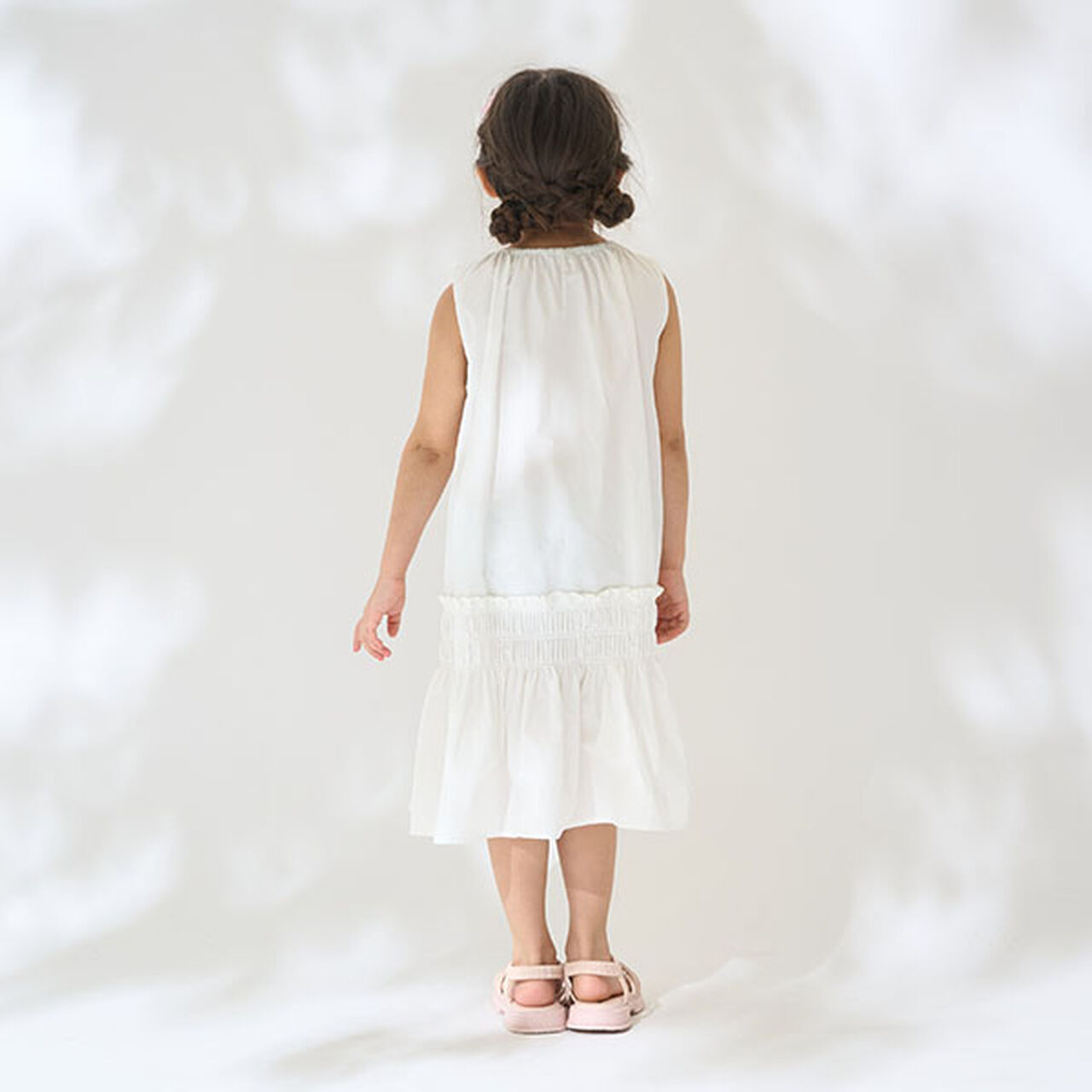 Shirred Tiered One-Piece Dress,Off white, large image number 2