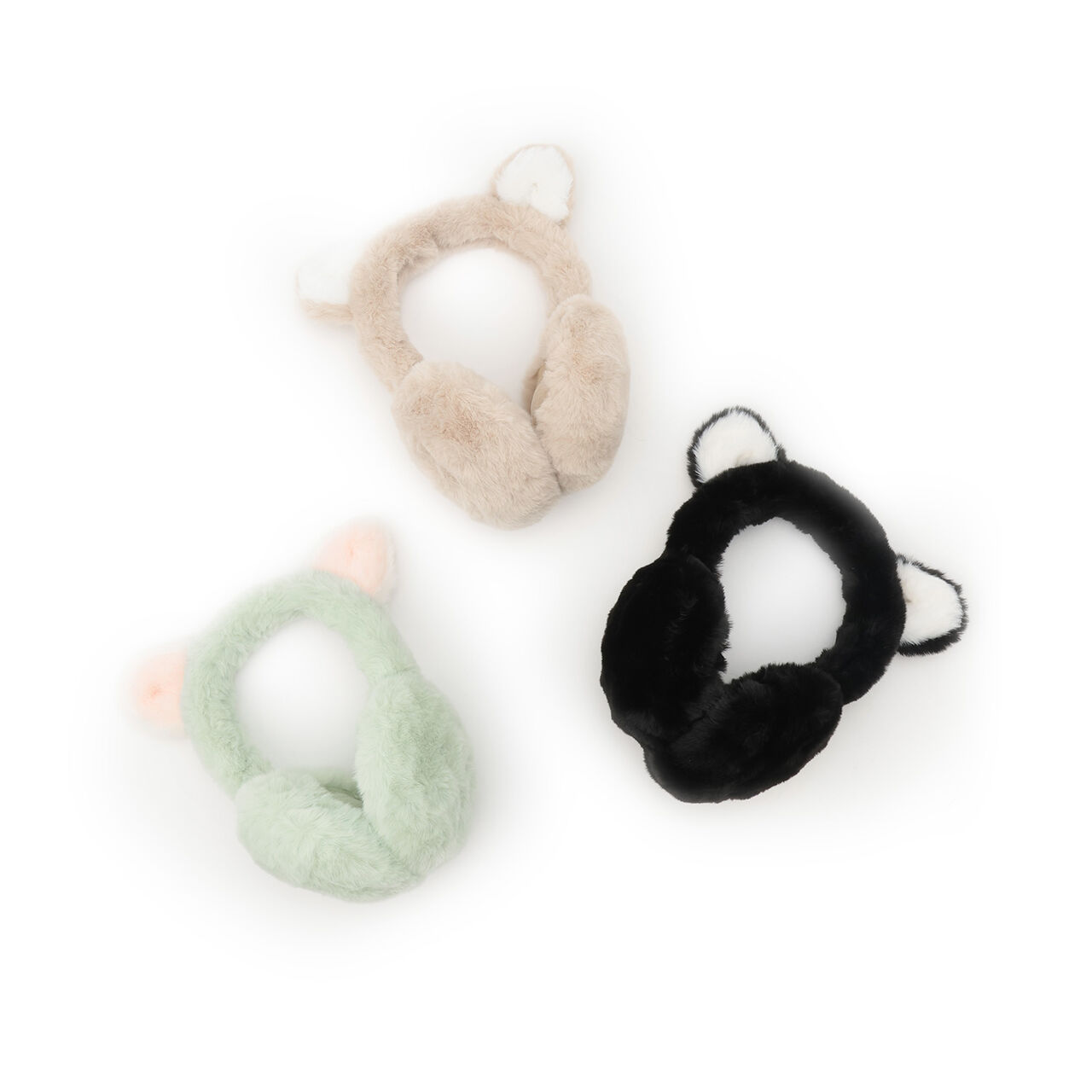 Cat Ear Fur Ear Muffs,Beige, large image number 1