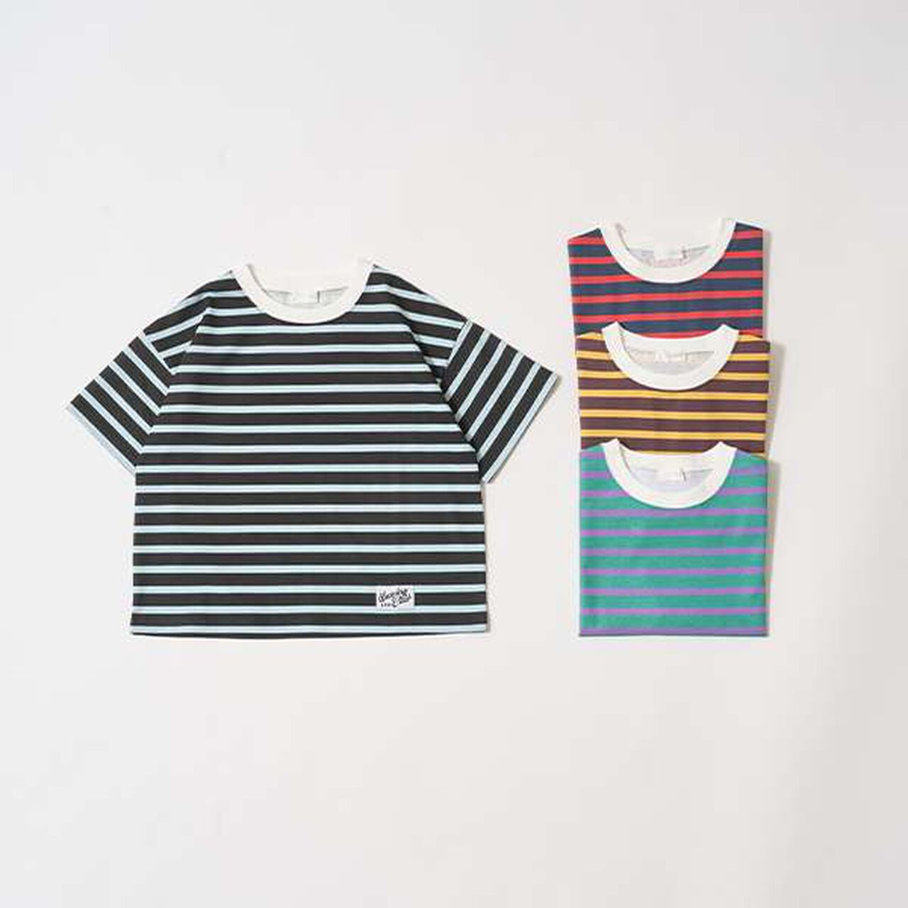 [Kaiteki Tenjiku] Print Stripe Big T-Shirt,Mustard, large image number 1