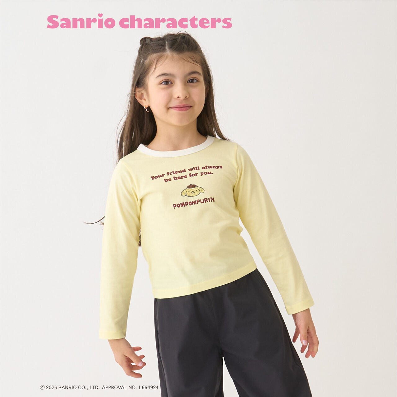 [Sanrio Characters] Ringer Long-Sleeve T-Shirt,Yellow, large image number 0
