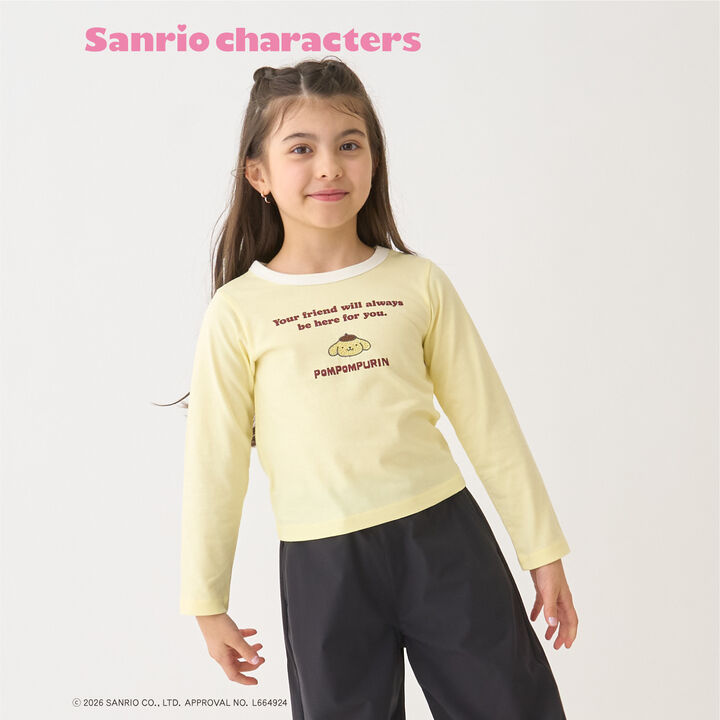 [Sanrio Characters] Ringer Long-Sleeve T-Shirt,Yellow, medium image number 0