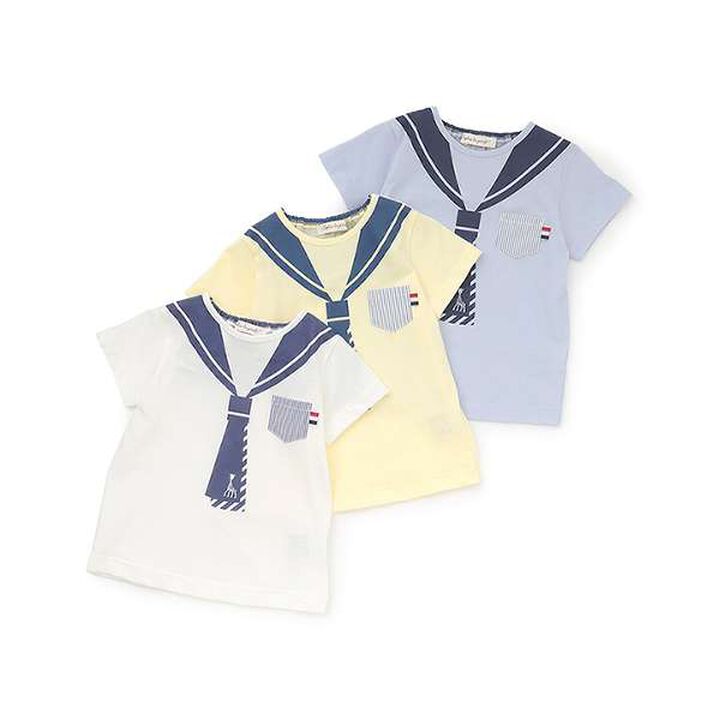 Sailor Print Short Sleeve T-Shirt,Off white, medium image number 9