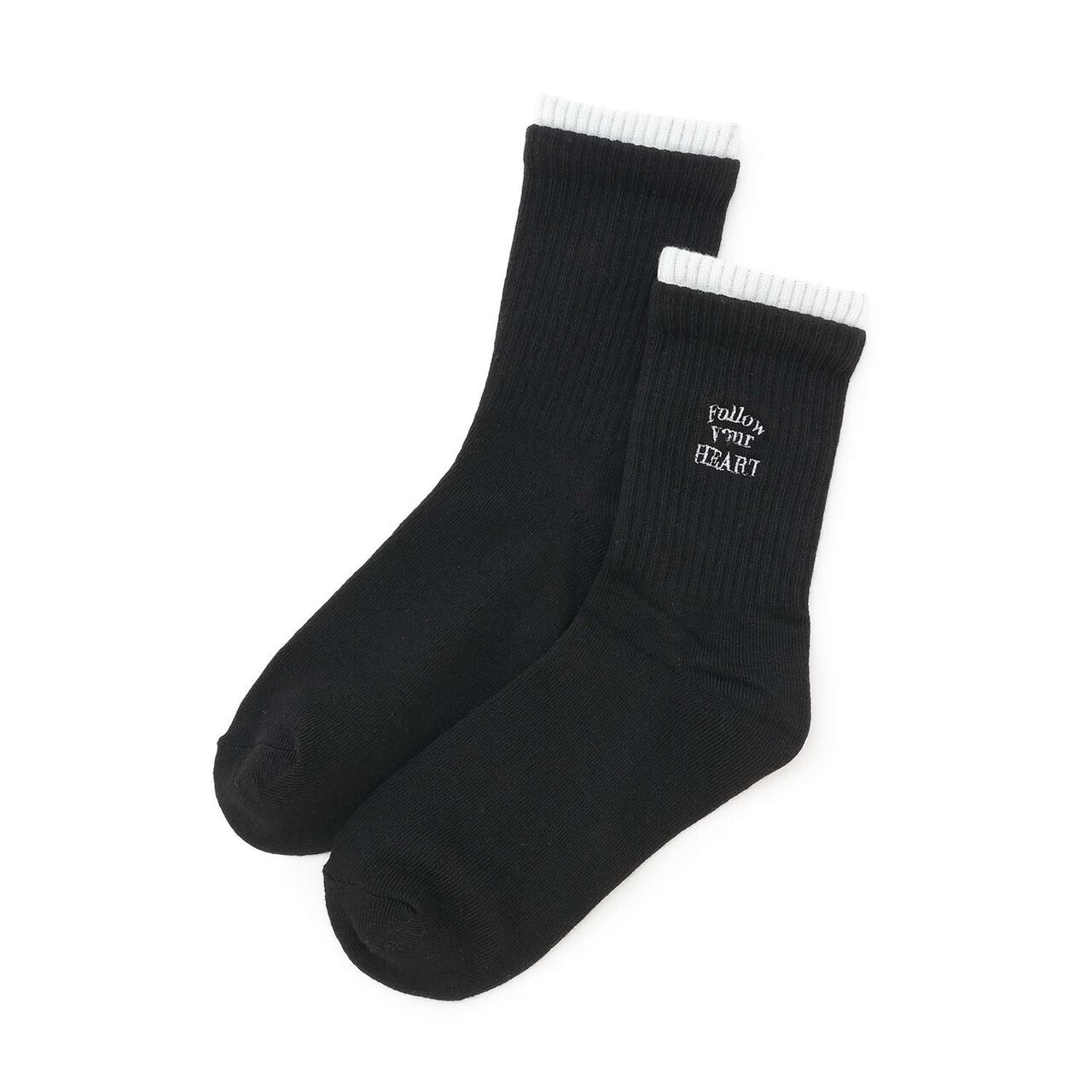 [LTXC] Logo Embroidered Crew Socks,Black, large image number 0