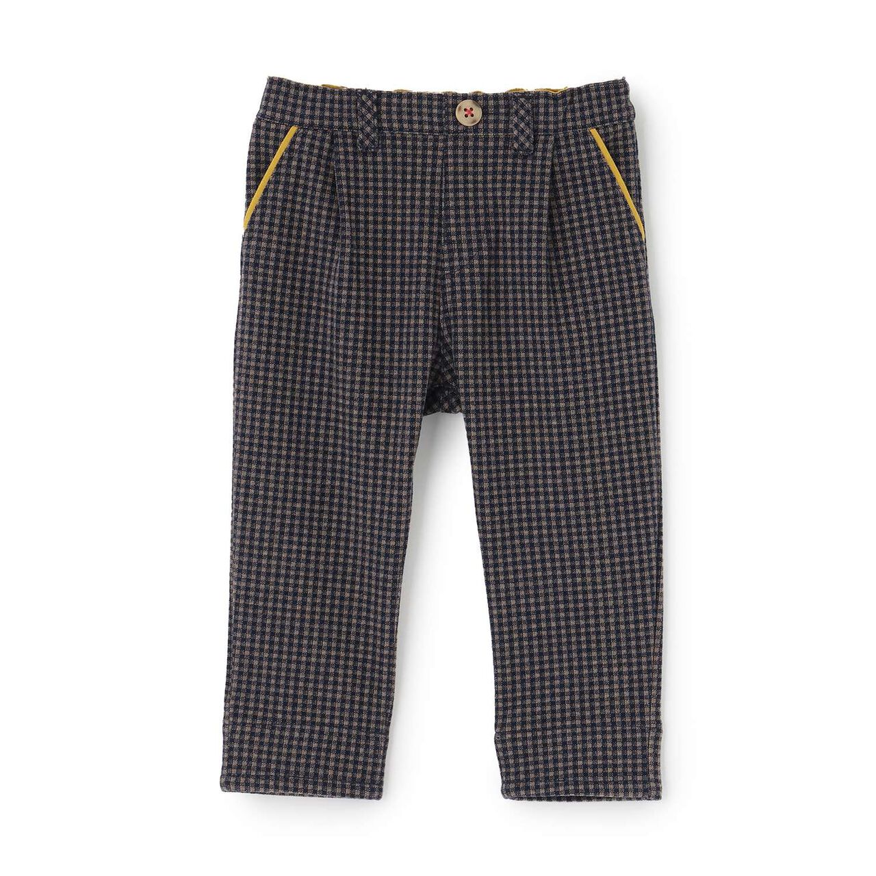 Cut Jacquard Checkered Pants,Navy, large image number 0