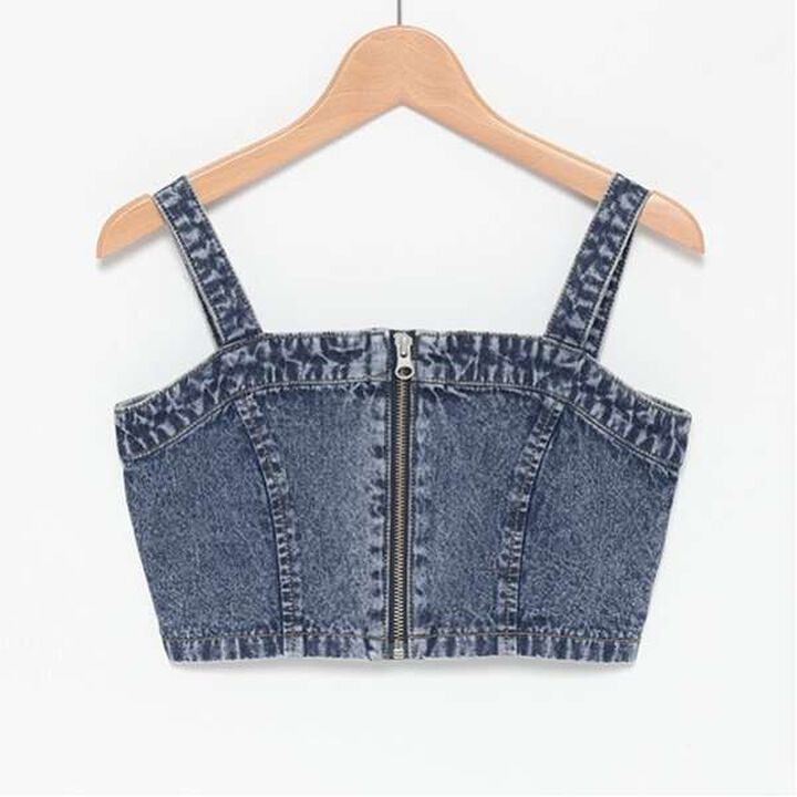 [LTXC] Denim Bustier Outfit Set,Blue, medium image number 13