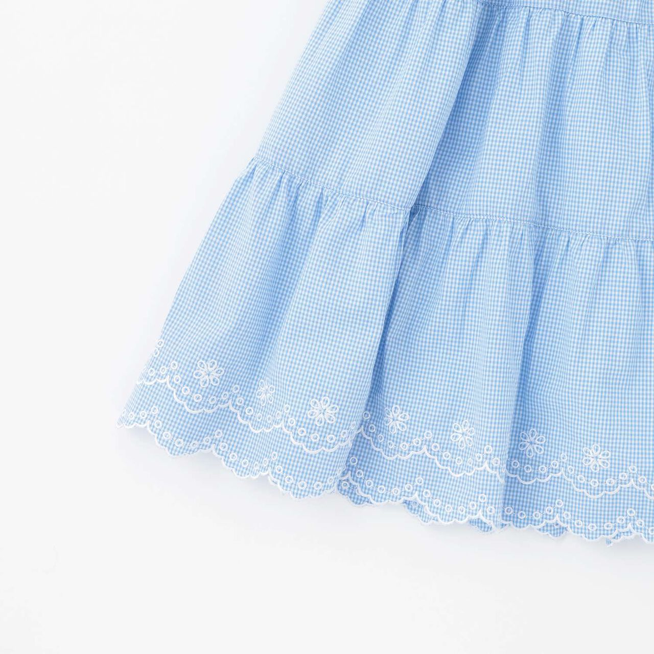 [Restocked] Cutwork Gingham Docking Dress,Sax blue, large image number 6