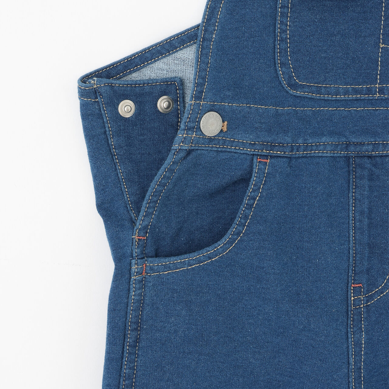 Knit Denim Overalls,Navy, large image number 5