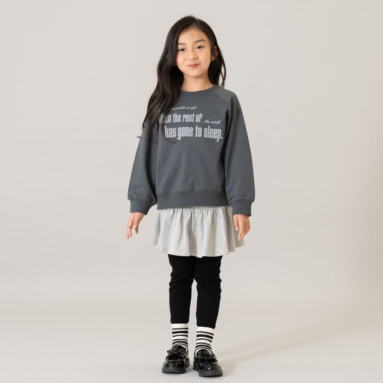 [365D.] [Matching with Dad] Raglan Sweatshirt Assortment Logo Pullover,Charcoal gray, large image number 9