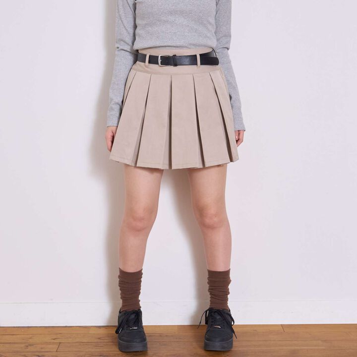 [Easy Care] Pleated Skirt with Belt,Gray, medium image number 4