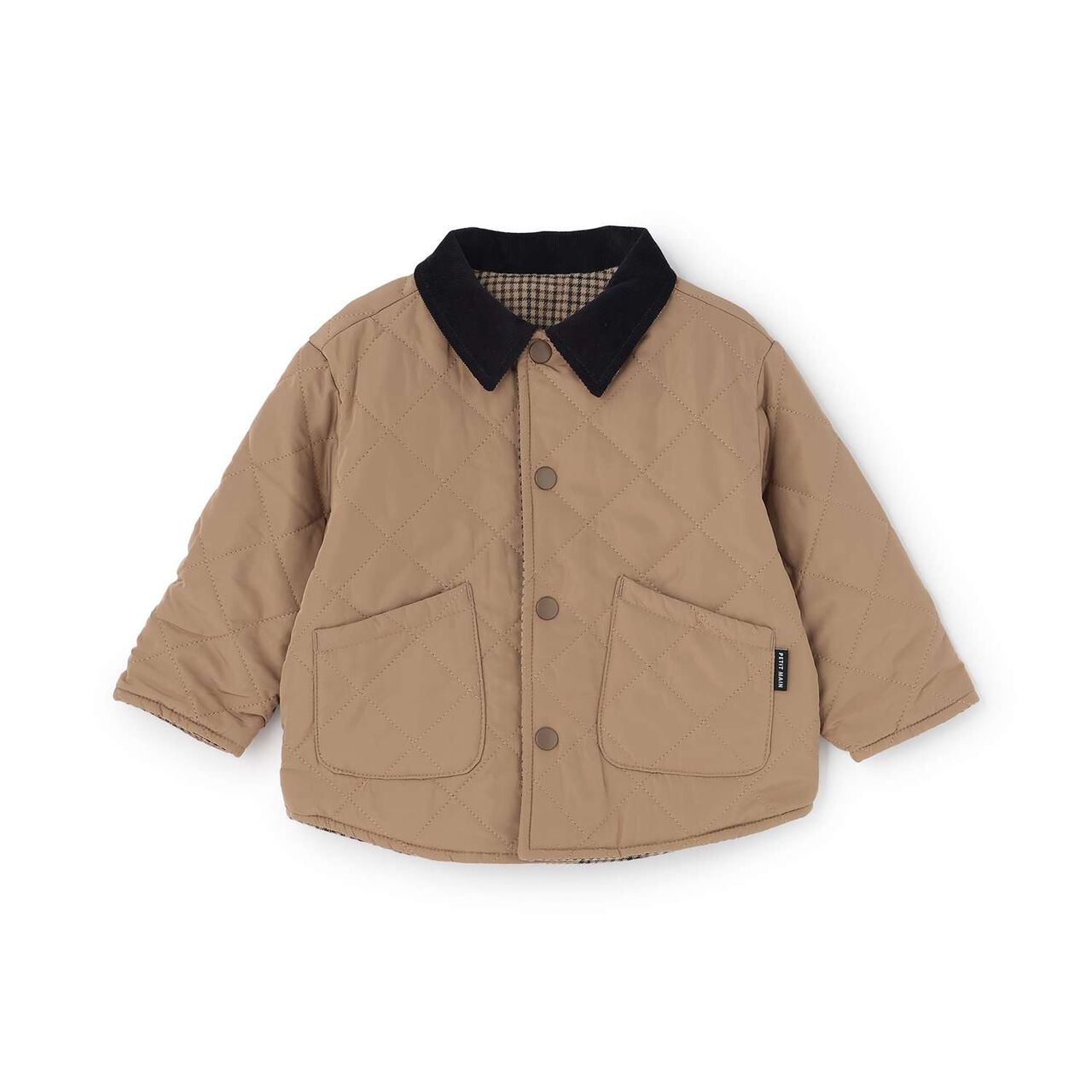 [Reversible] Check Quilted Jacket,Brown, large image number 3