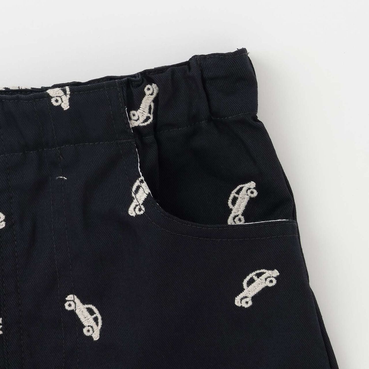 Embroidered Pattern Half Pants,Pearl white, large image number 6