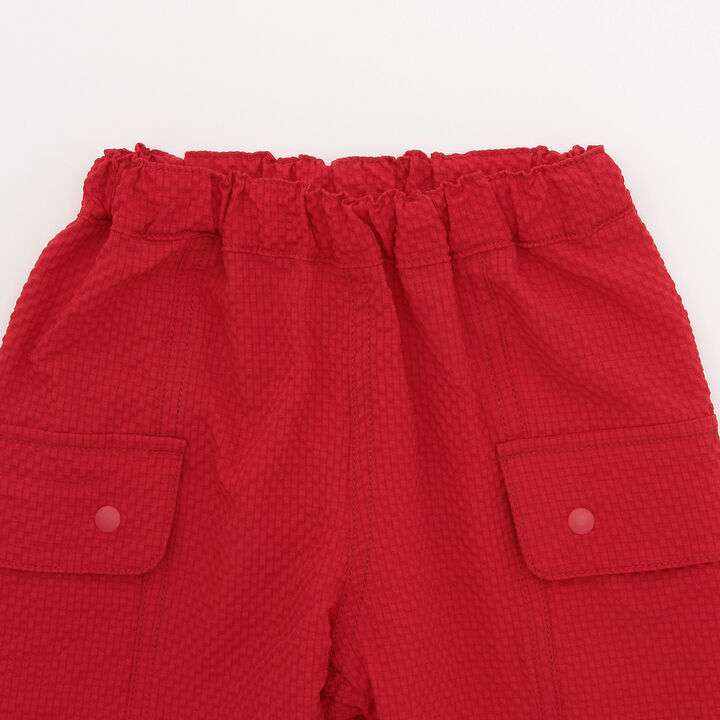 Polyester Seersucker Check Half Shorts,Red, medium image number 2