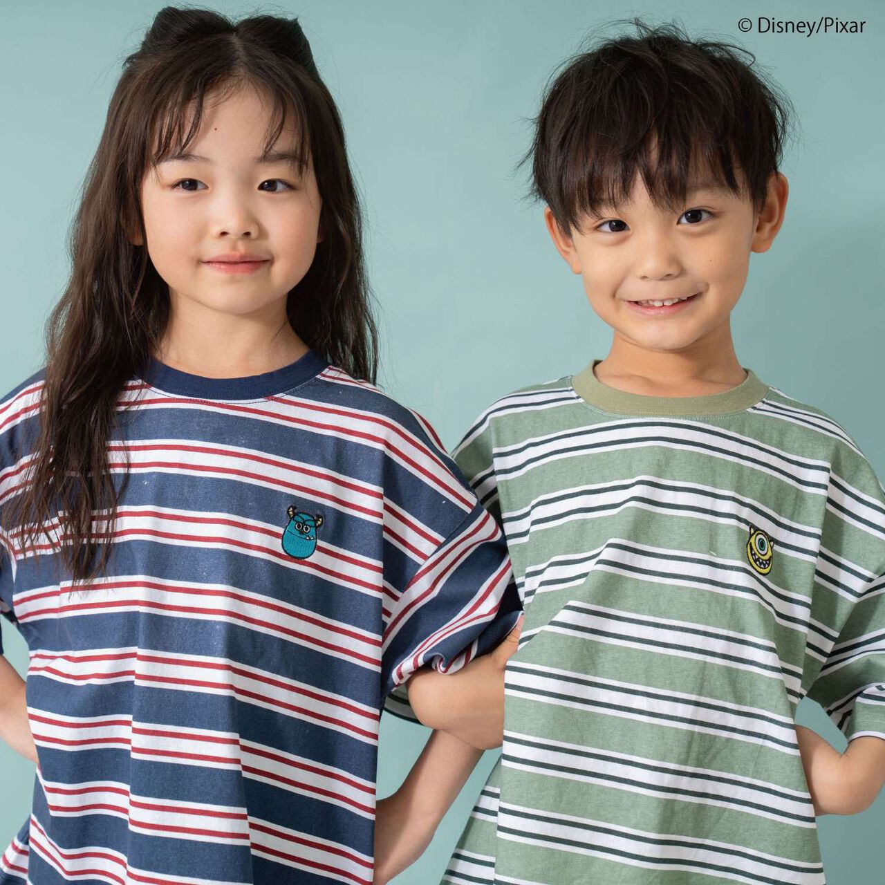 [Monsters, Inc.] Multi Stripe Big Half T-Shirt,Navy, large image number 3