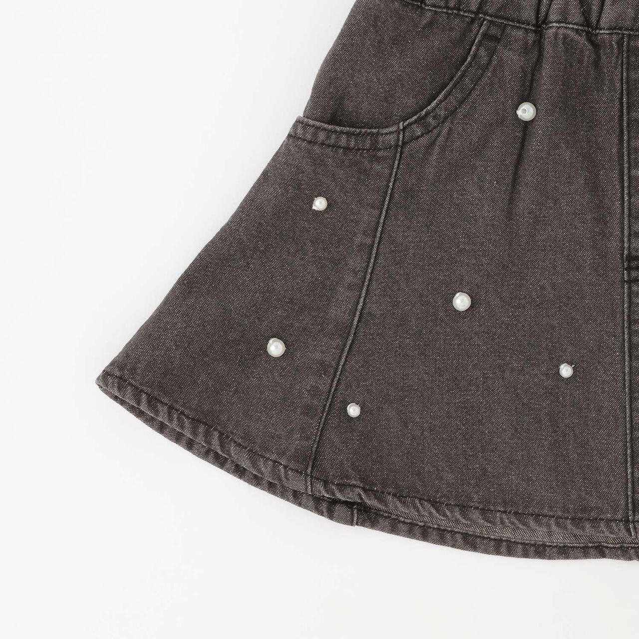 Pearl Denim Flare Skirt with Shorts,Blue, large image number 11