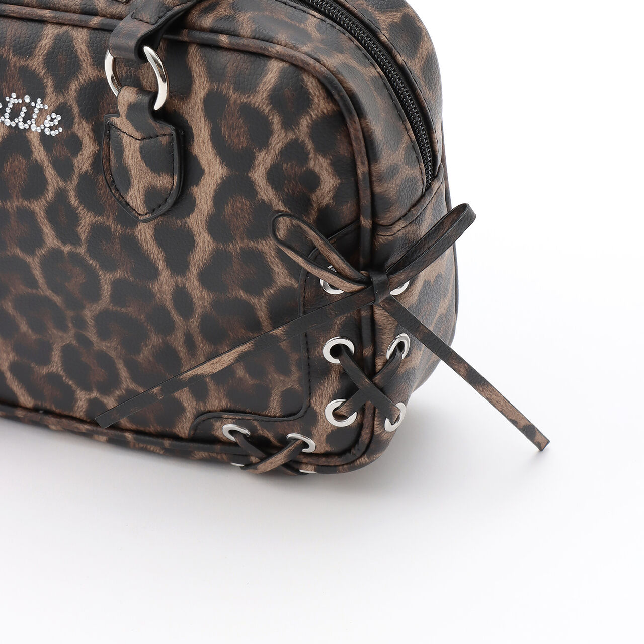 Lace-Up Long Handle Boston Bag,Beige, large image number 4