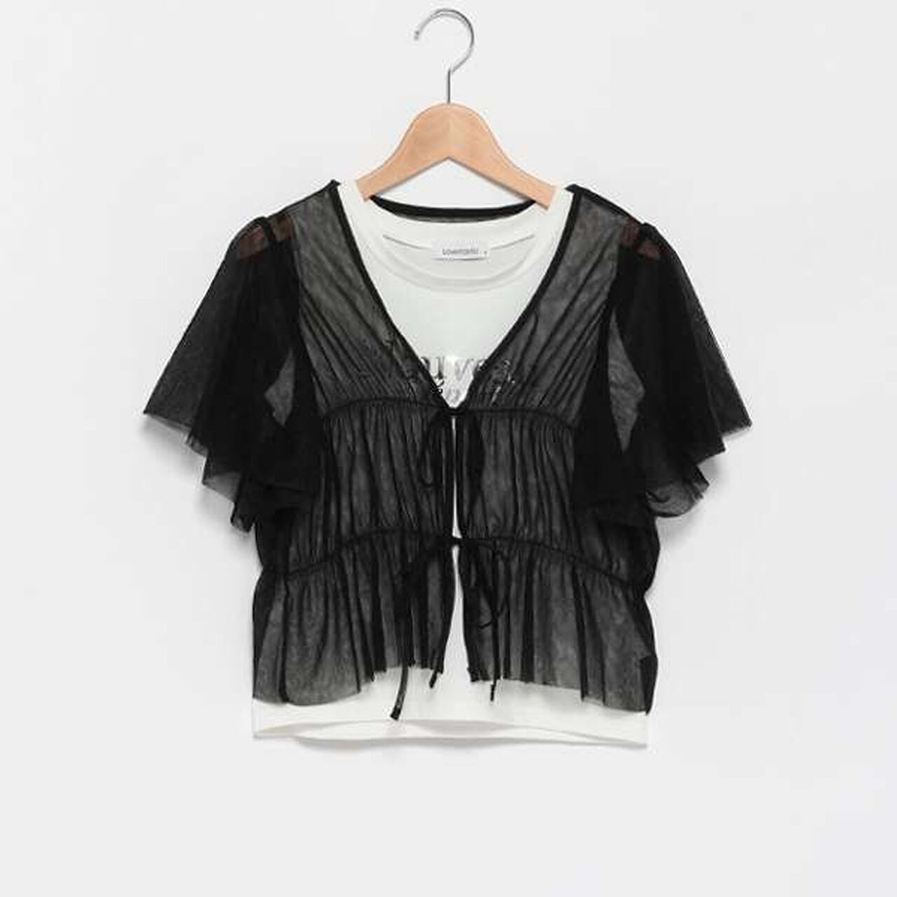 Tulle Bolero with Inner Wear,Black, large image number 5