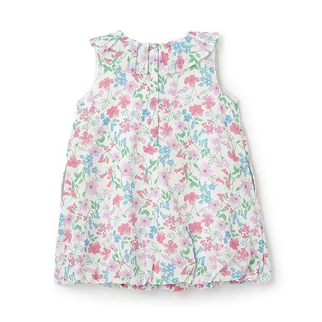 Floral Pattern Balloon One-Piece Dress,Blue, large image number 5