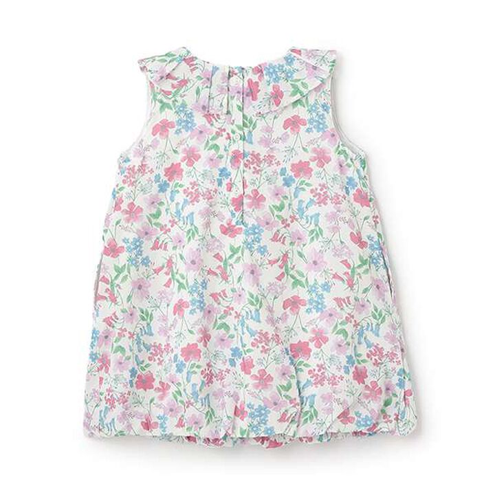 Floral Pattern Balloon One-Piece Dress,Blue, medium image number 5