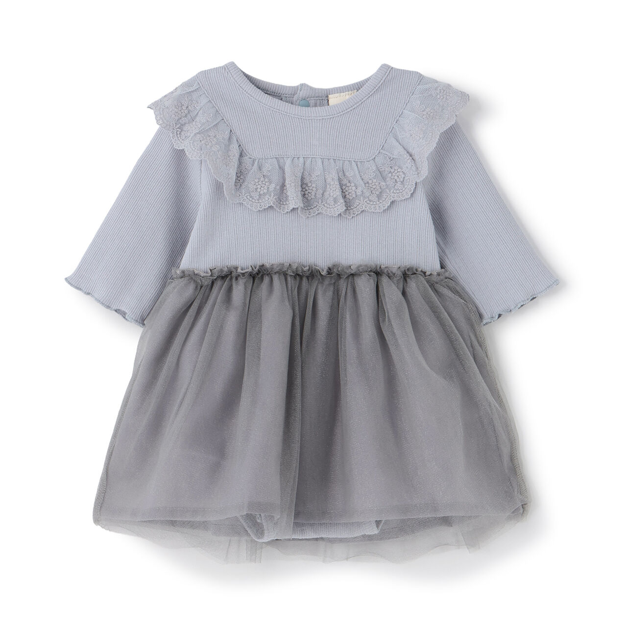 [7-Sleeve] Lace-Trimmed One-Piece Romper,Ivory, large image number 2