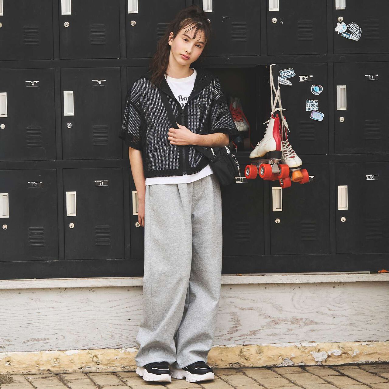 Mesh Parka & T-Shirt Set,Off white, large image number 17