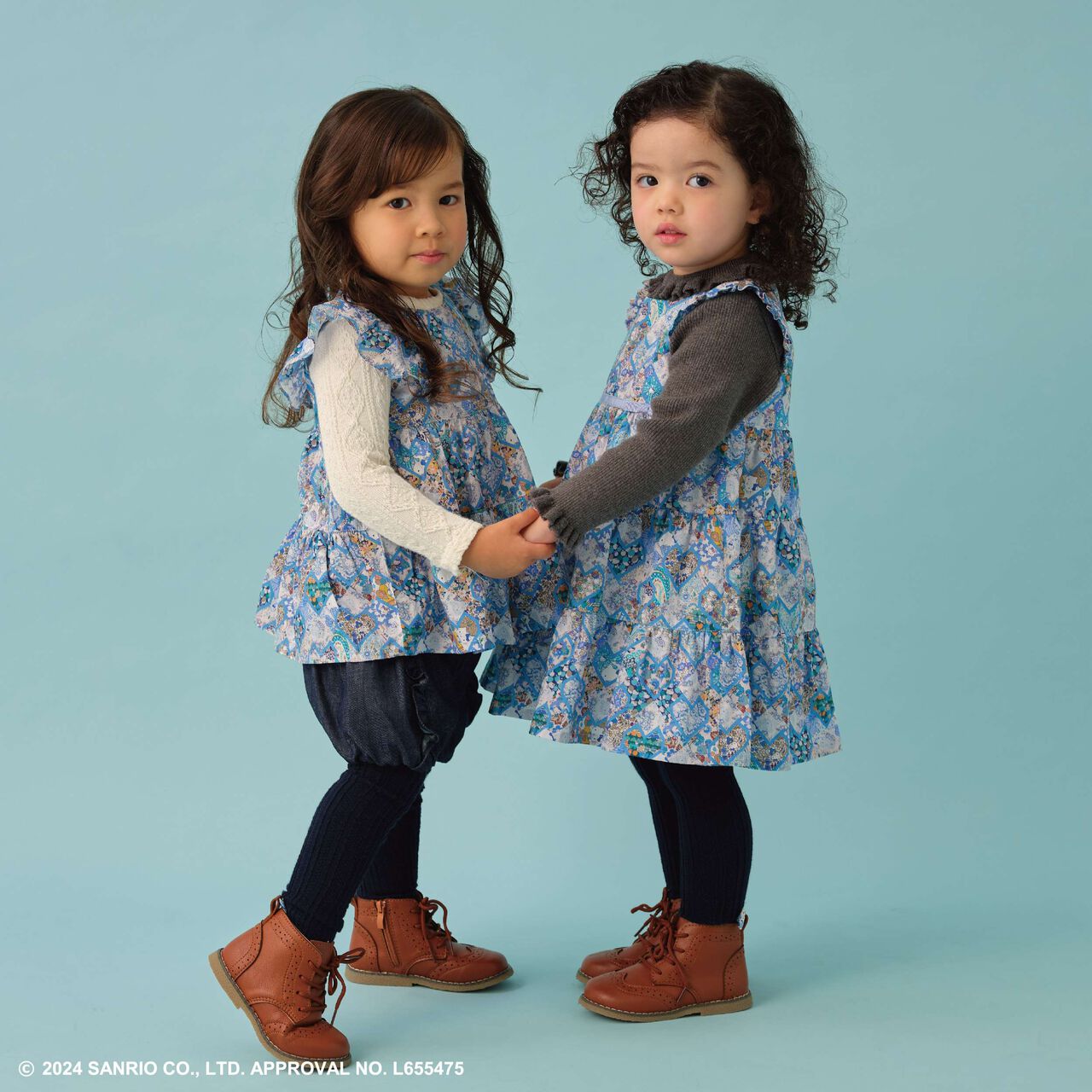 Hello Kitty Patchwork Hearts One-Piece Dress,Blue, large image number 8