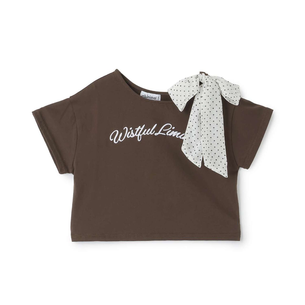 [Ribbon 2WAY] One-Shoulder T-Shirt,Brown, large image number 0