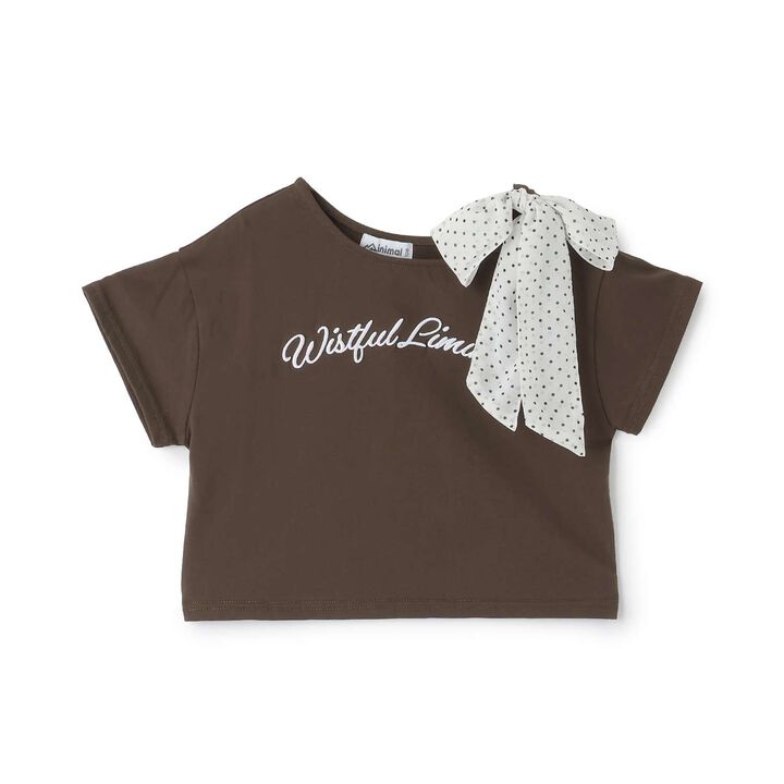 [Ribbon 2WAY] One-Shoulder T-Shirt,Brown, medium image number 0