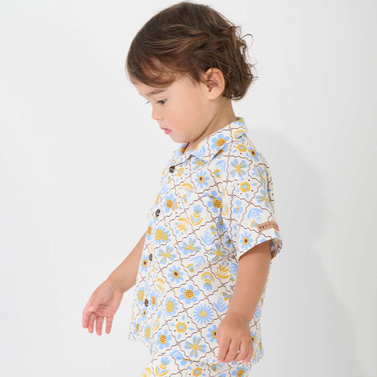 [Link] Cotton Rayon All-Over Pattern Open-Collar Shirt,Multi color, large image number 2