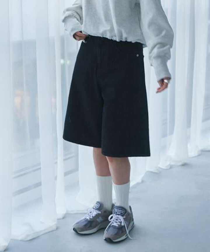 Denim Wide Half Pants,Blue, medium image number 7