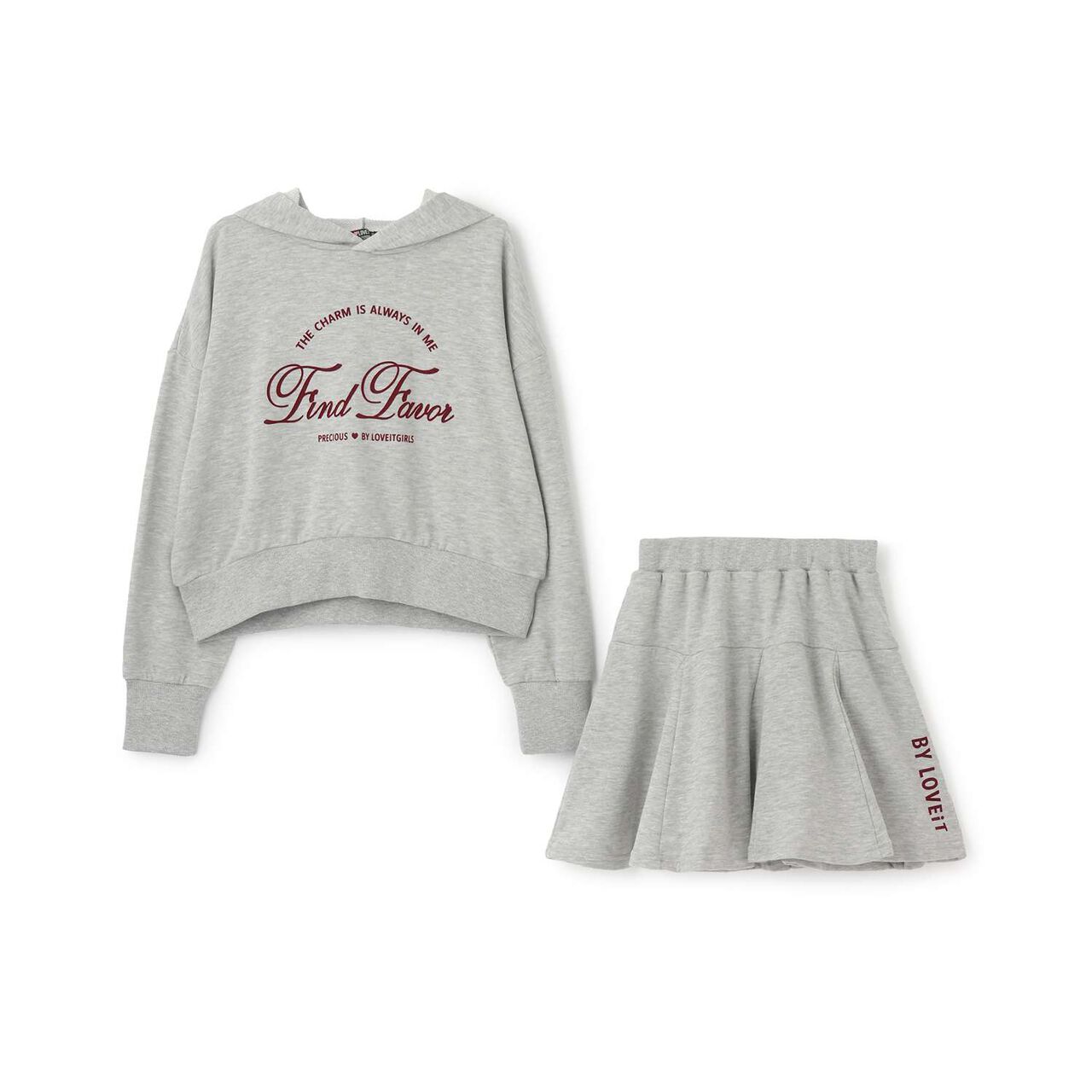 Hoodie & Skirt Set,Medium gray, large image number 5