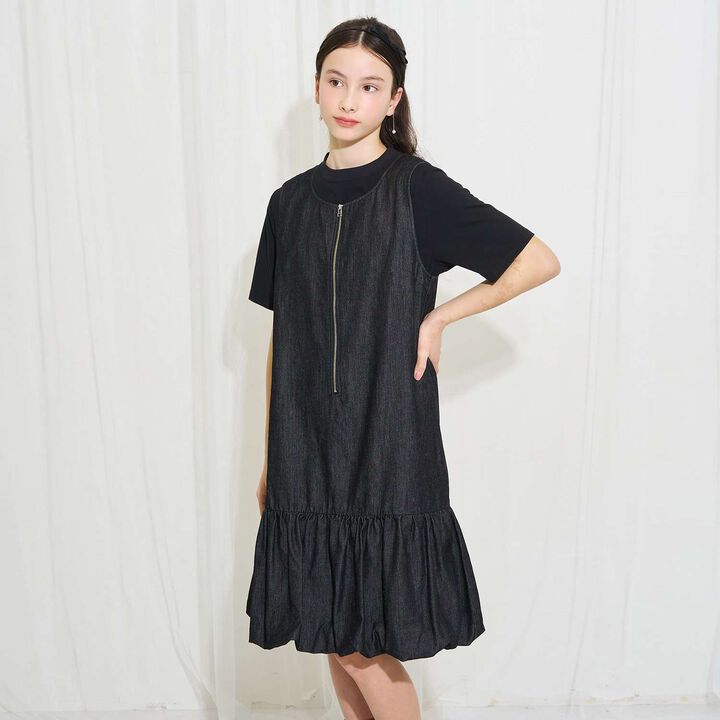 [AMI] Cool Touch Denim Balloon Jumper Skirt Inner Set,Black, medium image number 15