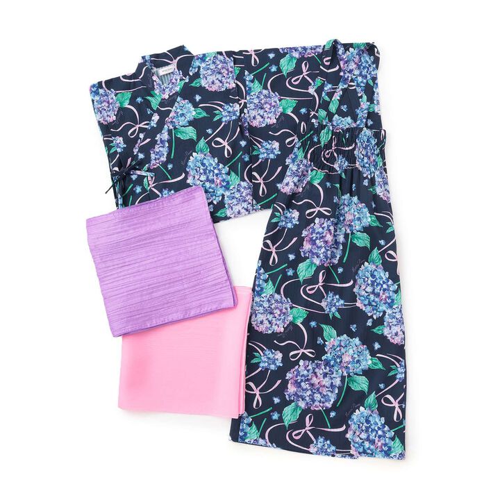 [Cool Touch] Hydrangea Pattern 2WAY Yukata,Navy, medium image number 2