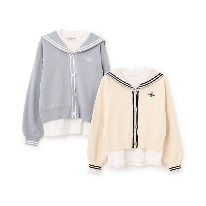 Sailor Cardigan & High Neck T-Shirt Set,Ivory, medium image number 11