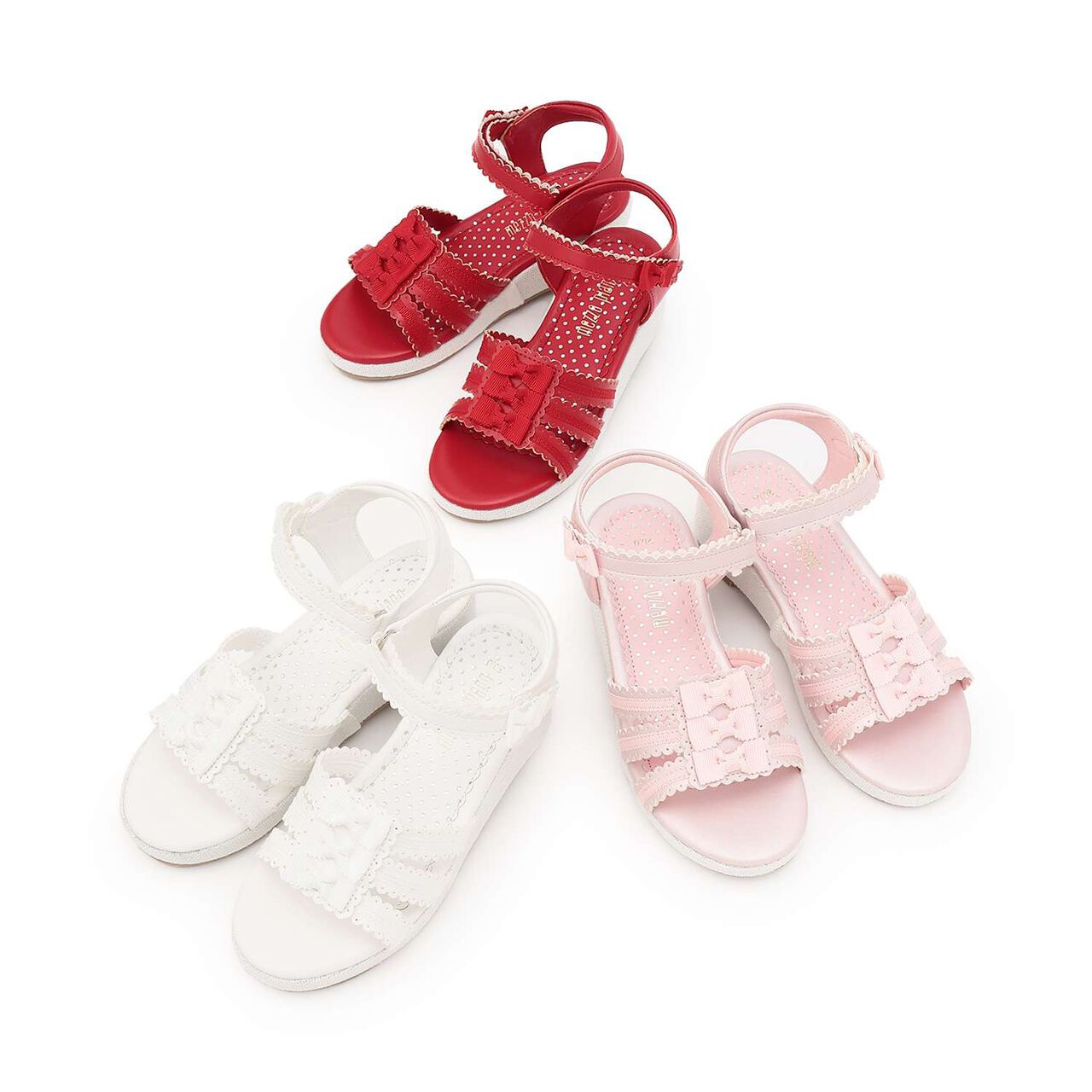 Ribbon Wedge Heel Sandals,White, large image number 7