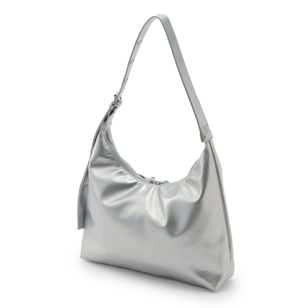 Faux Leather Big Shoulder Bag,Black, large image number 1