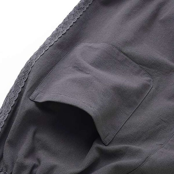 [Link] Side Lace Wide Pants,Charcoal gray, medium image number 5