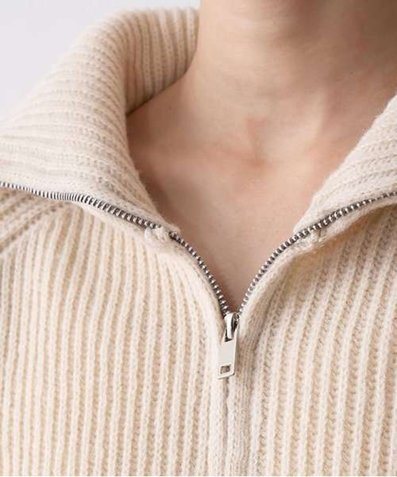 Stand Zip Knitwear,Top gray, large image number 11