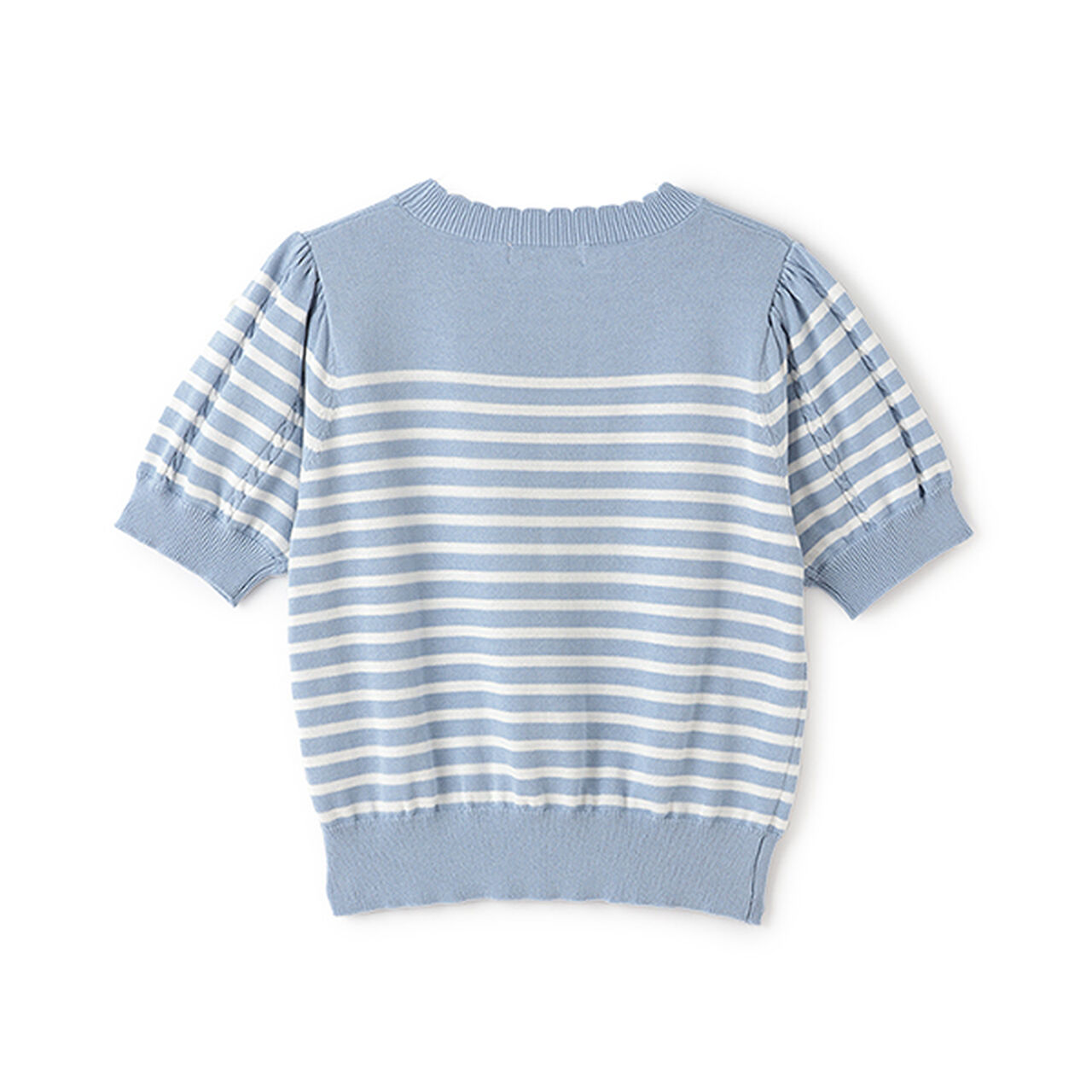 Stripe Pattern & Ribbon Knitwear,Off white, large image number 7