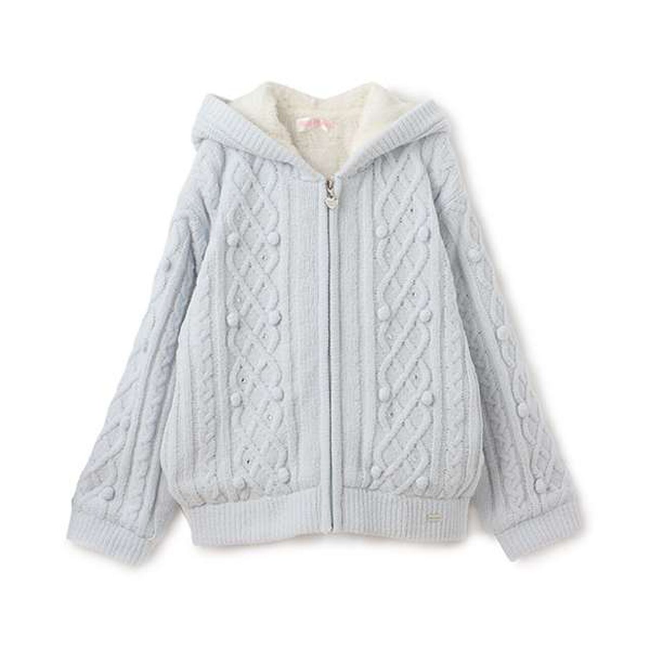 Mole Knit Lined Boa Zip Parka,Light blue, large image number 0