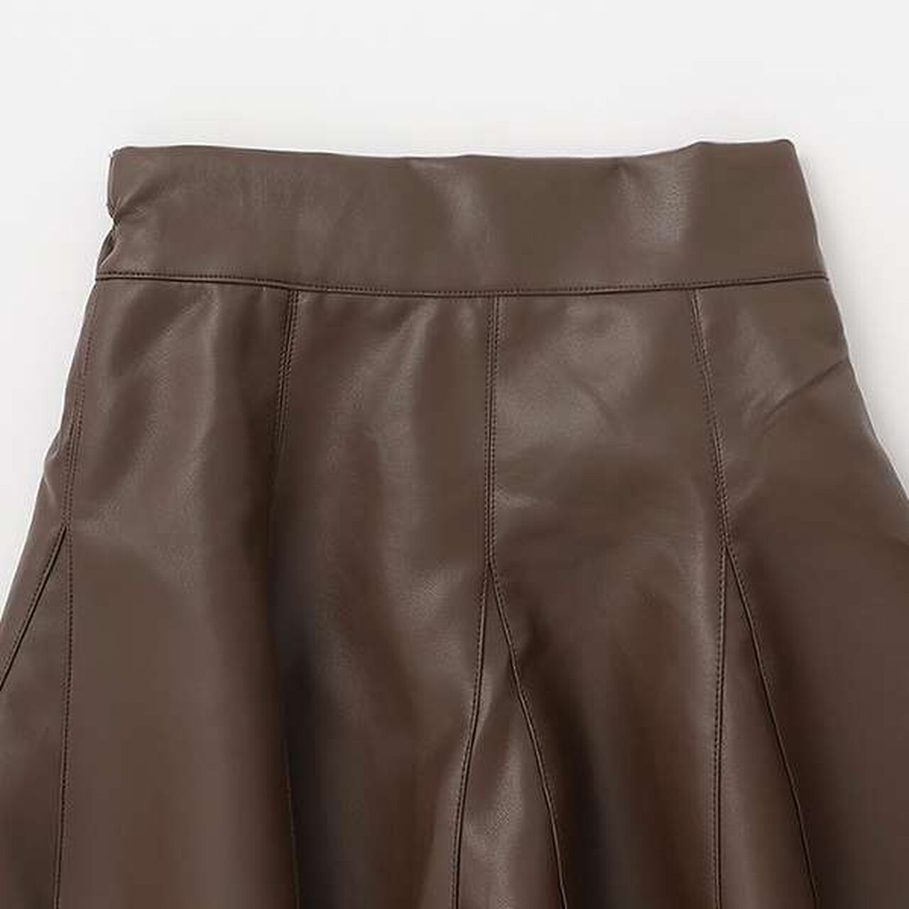 Leather-Look Flared Skirt Pants,Black, large image number 5