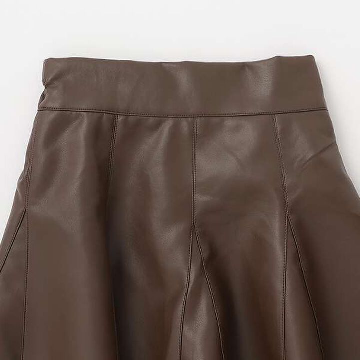 Leather-Look Flared Skirt Pants,Black, medium image number 5
