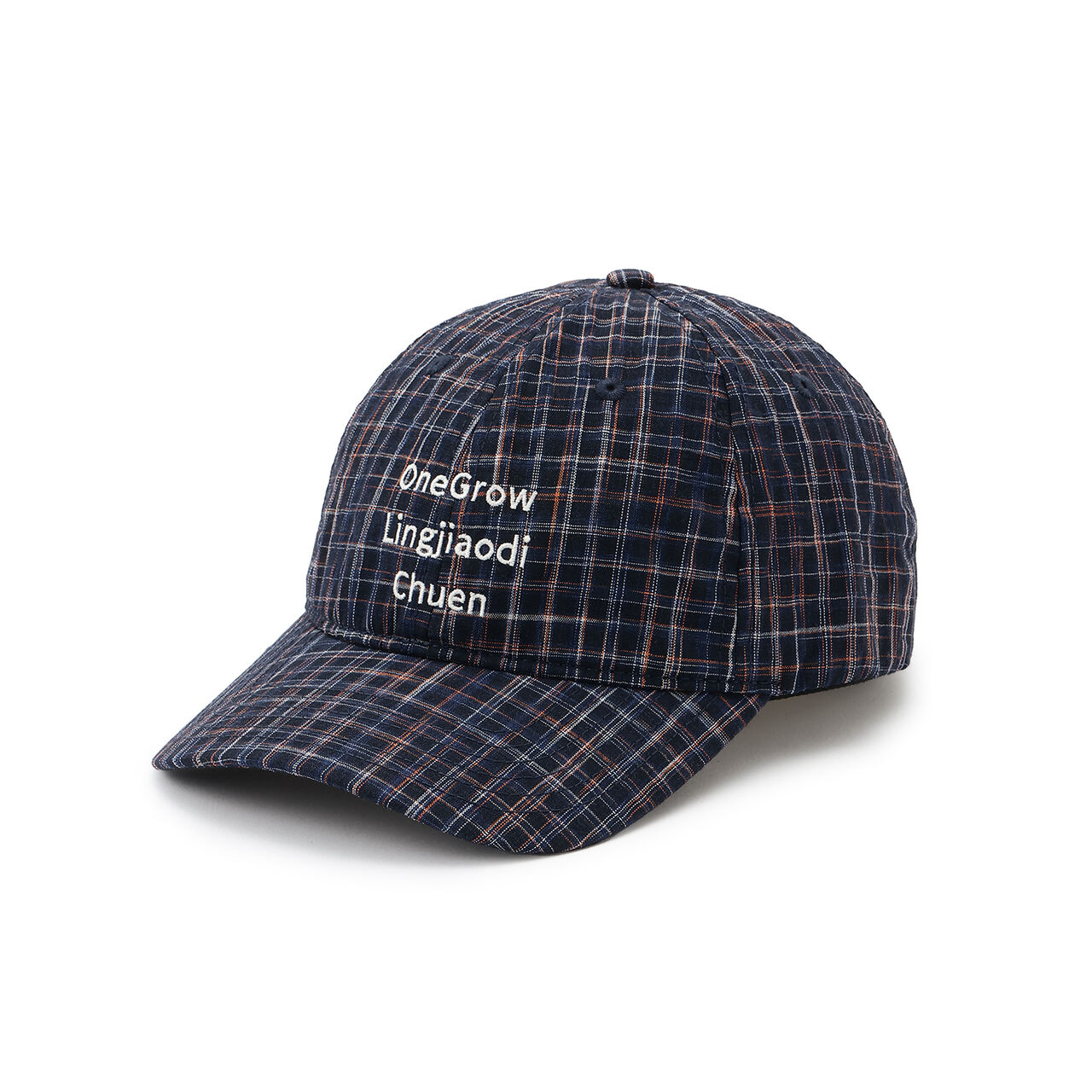 [D Select] Checkered Logo Embroidery Cap,Navy, large image number 5