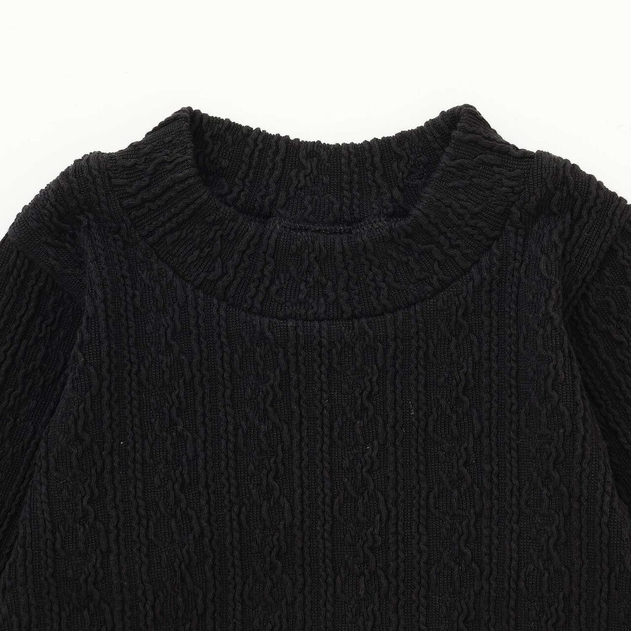 Shea Butter Jacquard High Neck Long Sleeve T-Shirt,Mocha tea, large image number 2