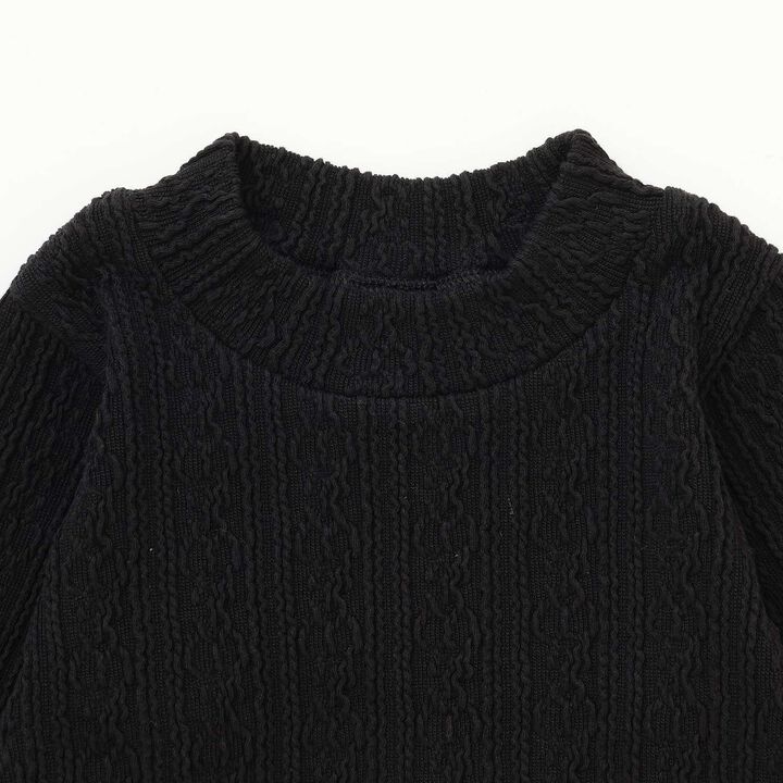 Shea Butter Jacquard High Neck Long Sleeve T-Shirt,Mocha tea, medium image number 2