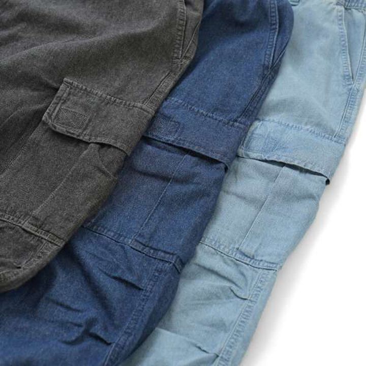 Light Denim Wide Cargo Pants,Deep blue, medium image number 9