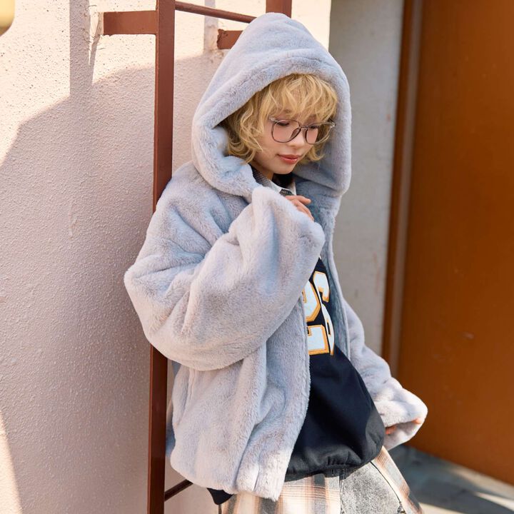 Faux Fur Parka,Light gray, medium image number 1