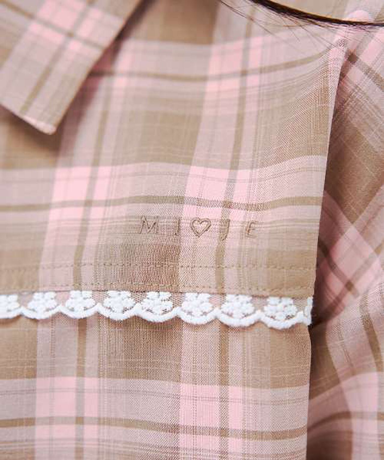 Checkered Shirt & Bustier Set,Pink, large image number 5